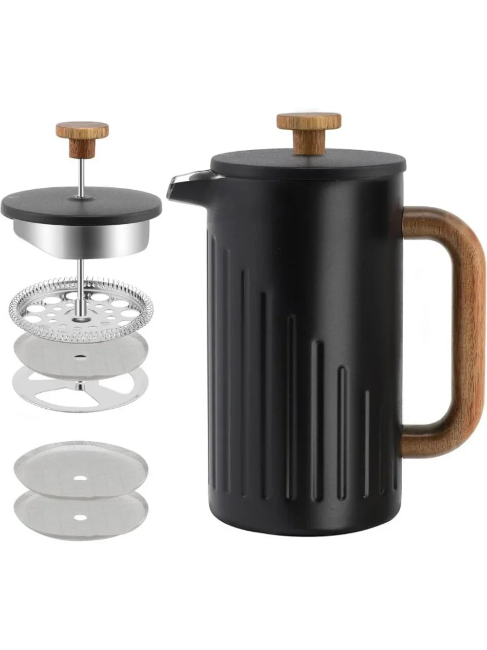 34oz Stainless Steel French Press Coffee Maker - Double Wall Insulated, Black